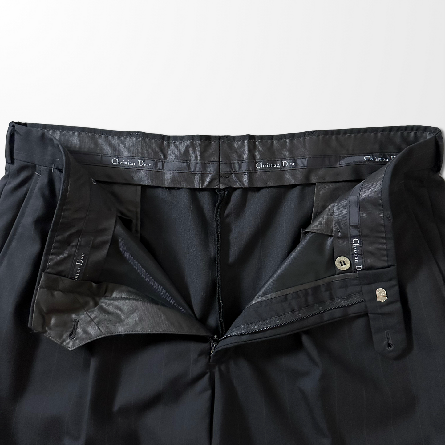Christian Dior Black Pleated Wool Trousers – W38