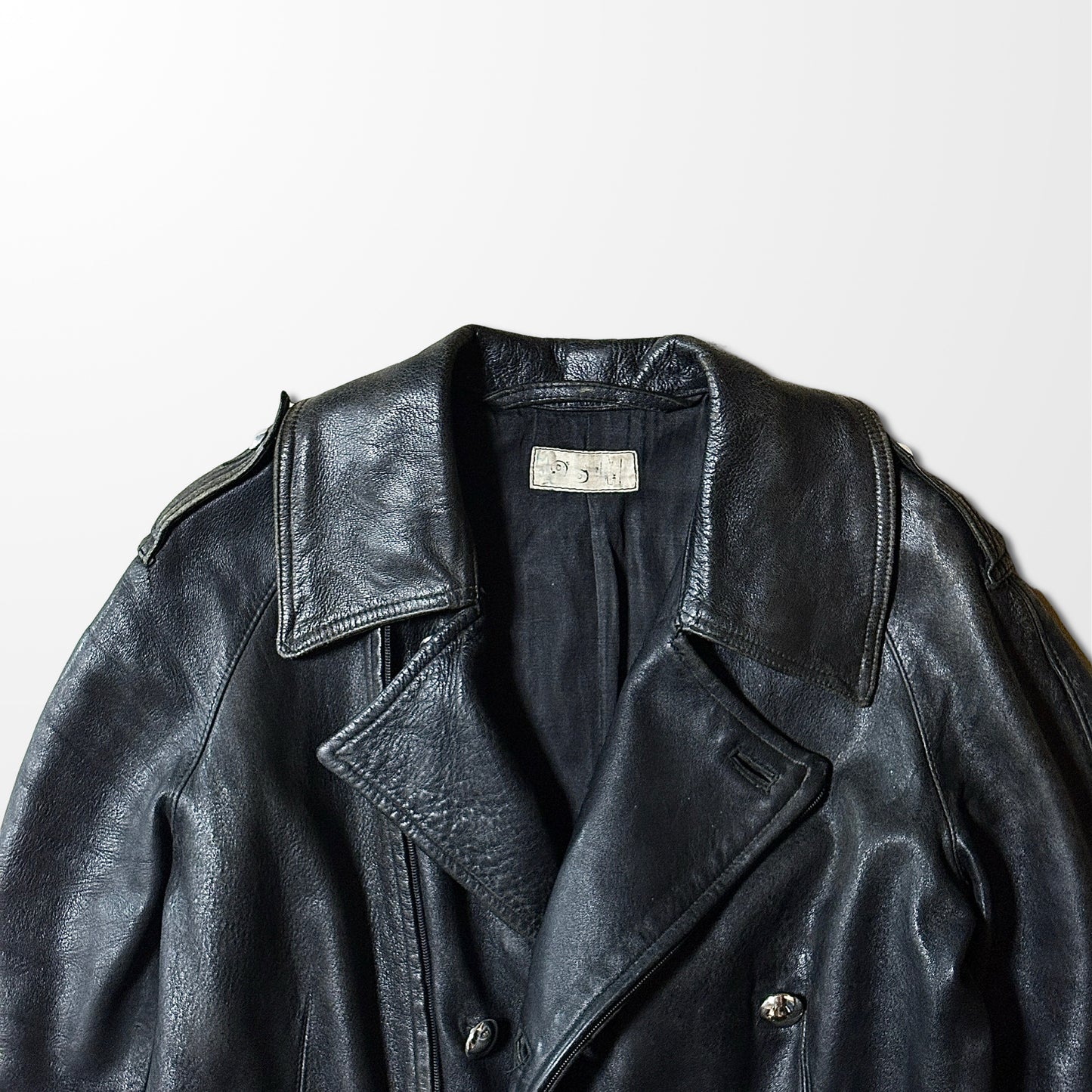 French Military Vintage Motorcycle Leather Coat – 96M - 80ｓ