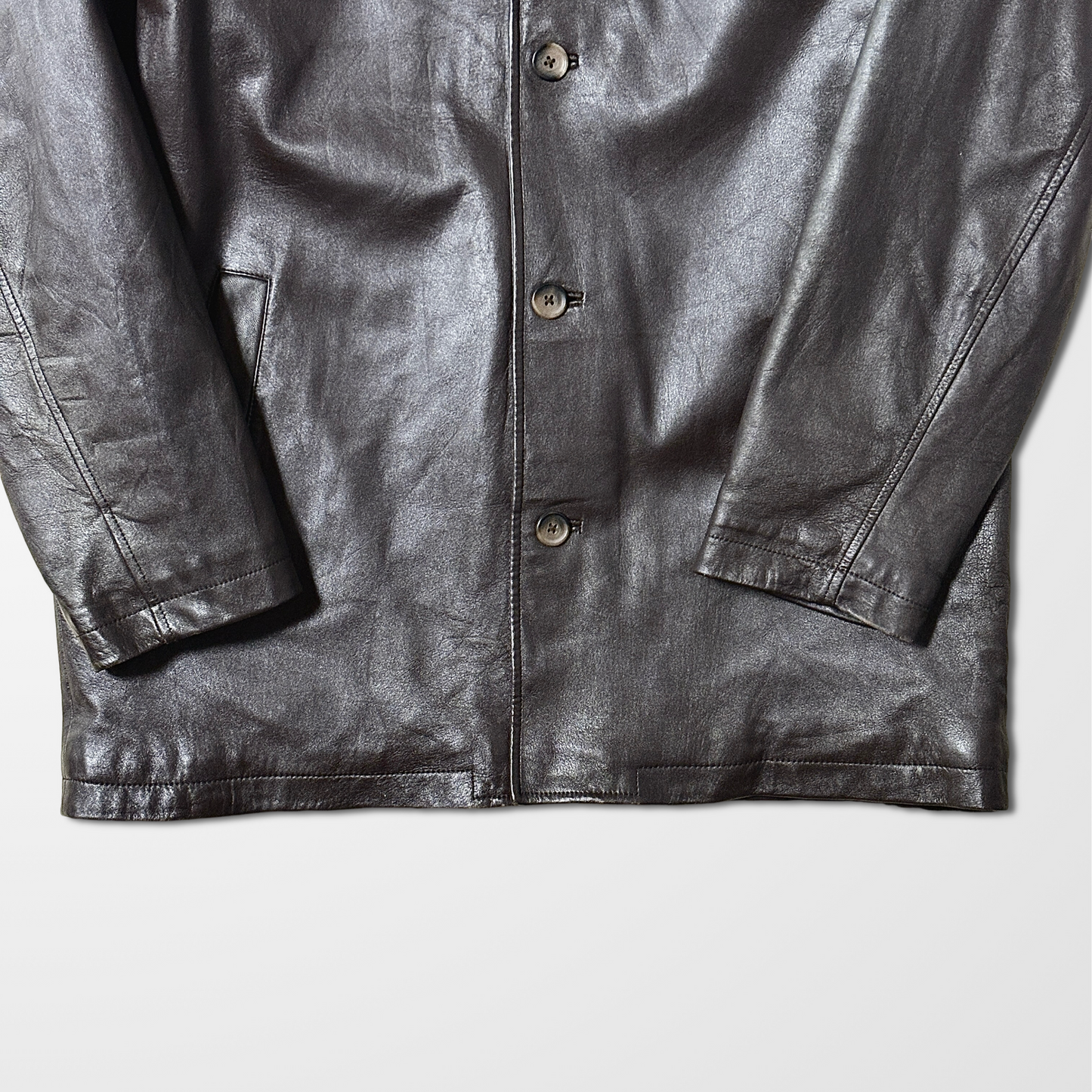 Lands' End Lambskin Leather Car Coat – L / Brown