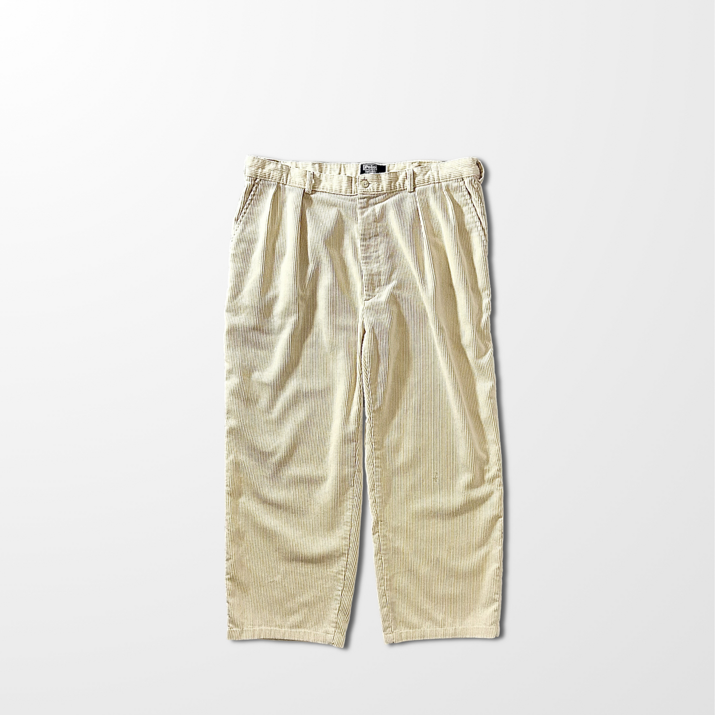 Ralph Lauren Corduroy Pleated Pants – Cream – W38　Made In USA