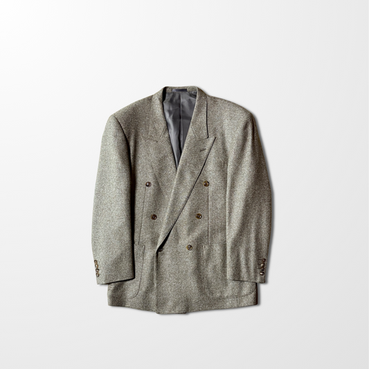 Double-Breasted Jacket – Beige Tweed – Made in Japan