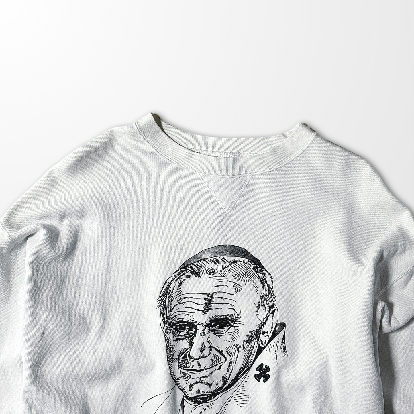 DELTA 90/10 Cotton White Sweatshirt – John Paul II Graphic – XL (Made in USA)