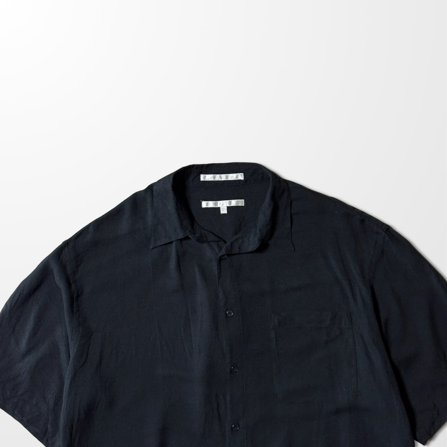 Perry Ellis Silk Black Open Collar Shirt - Rayon