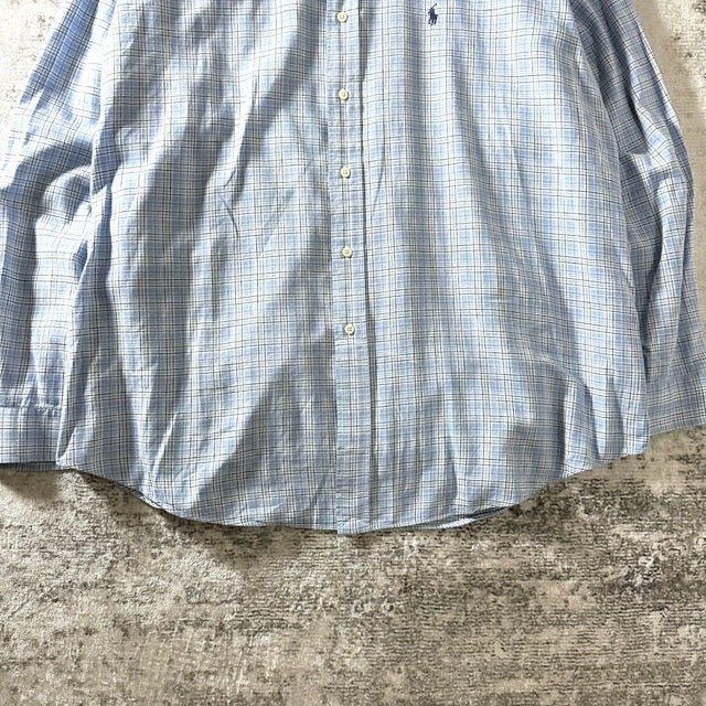 Polo by Ralph Lauren Blue Check Linen Blend Shirt – L