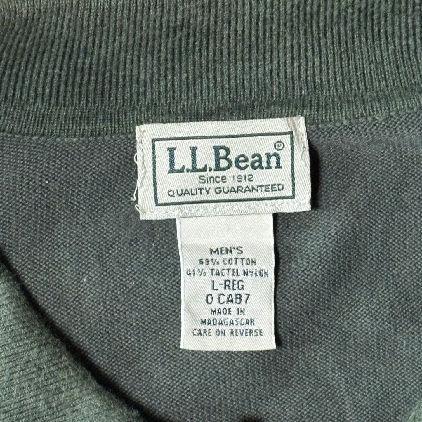 L.L.Bean Cotton Nylon Knit Polo Sweater Green – L