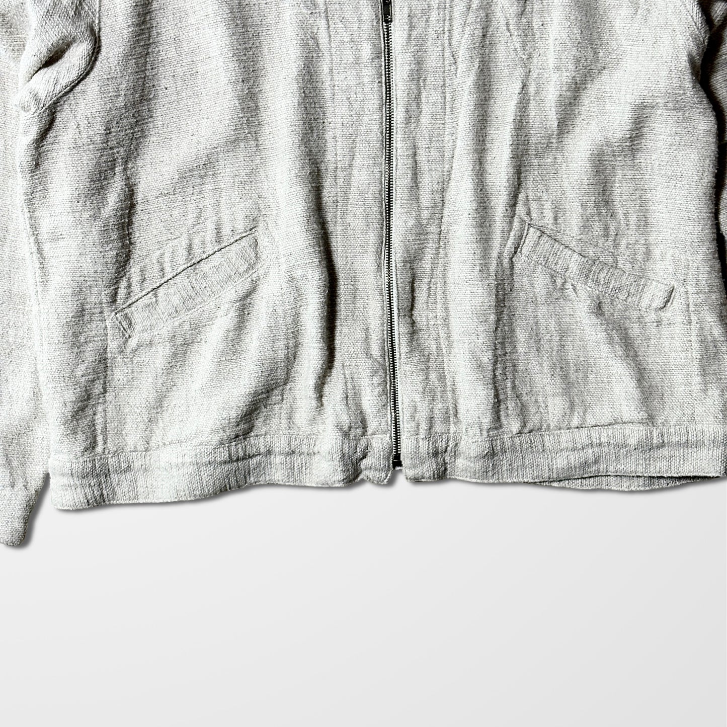 Cotton Linen Rayon Zip Jacket – White – L-CP Shades