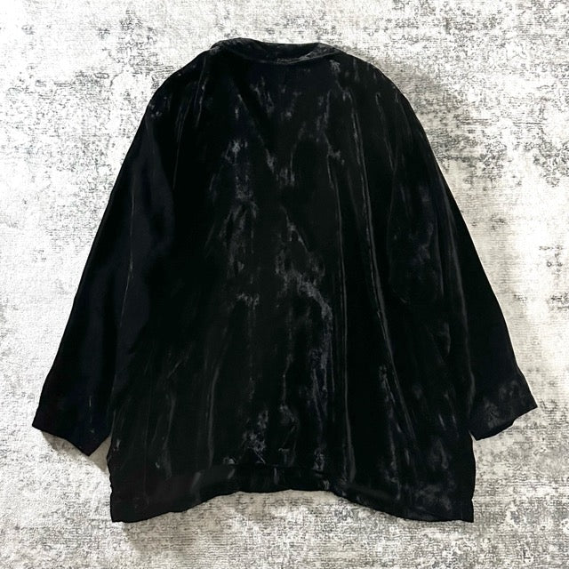 Black Rayon Velvet Shirt Jacket Relaxed Fit – M - CP SHADES
