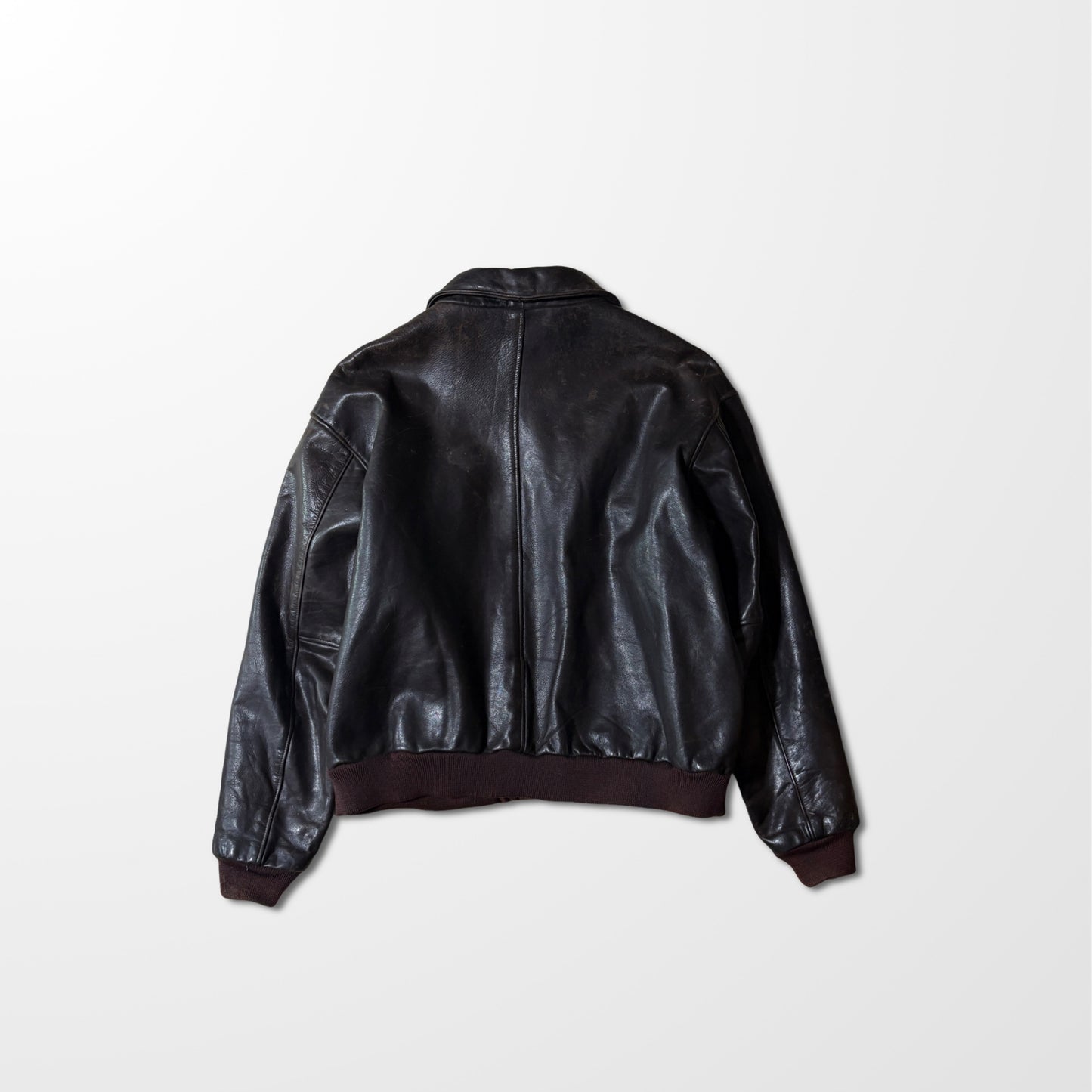 Lands’ End USA Leather Flight Jacket – Brown, XL