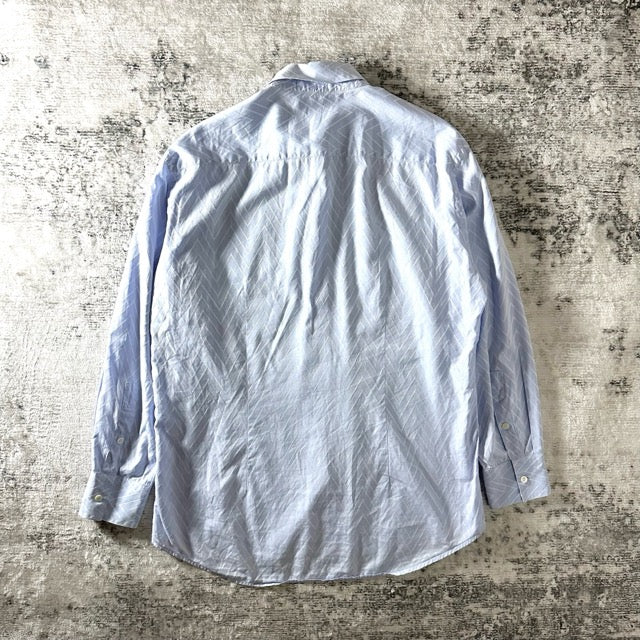 Gianni Versace Blue Textured Stripe Shirt – 54
