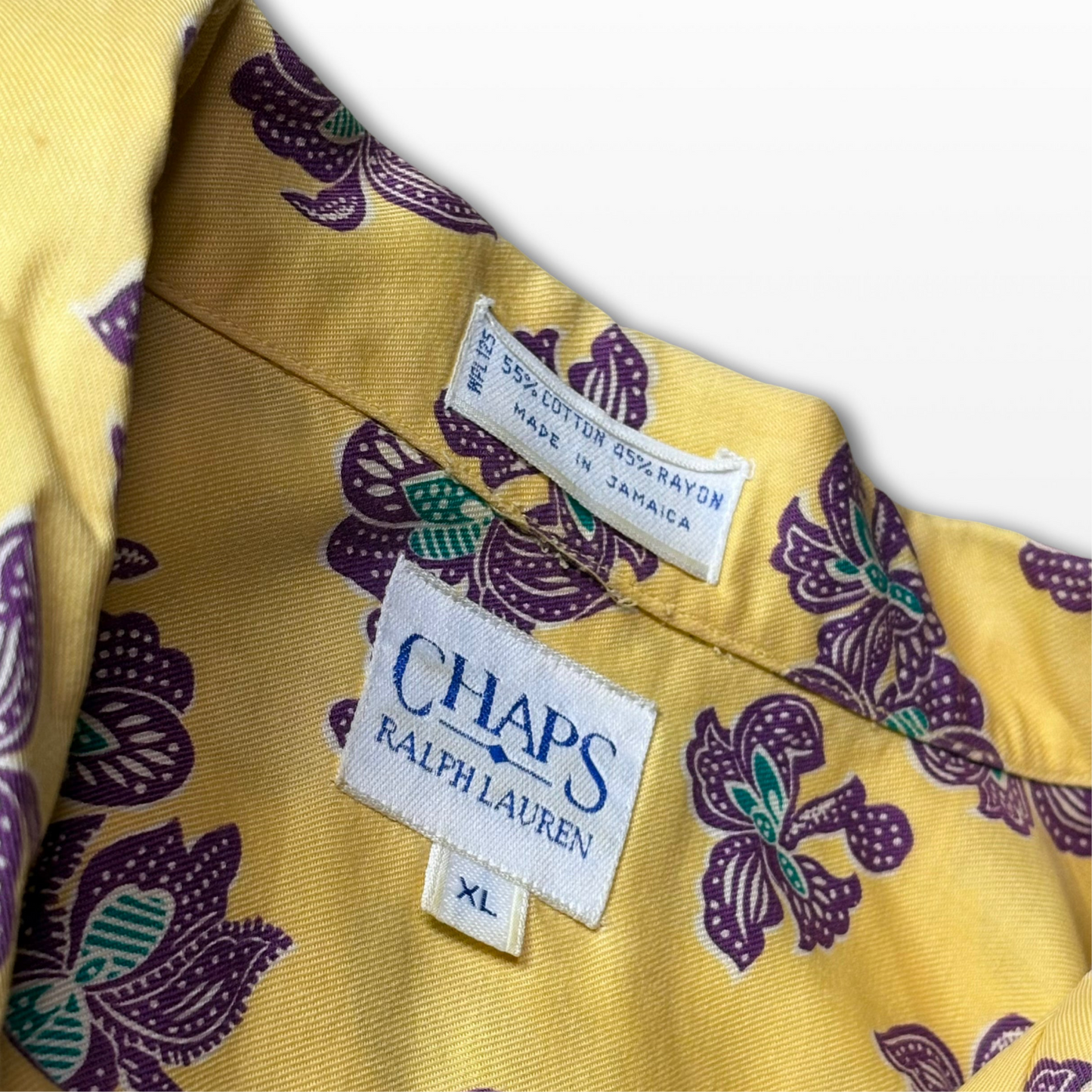 Rare 90s Floral Open-Collar Shirt – Mustard Yellow × Botanical Pattern