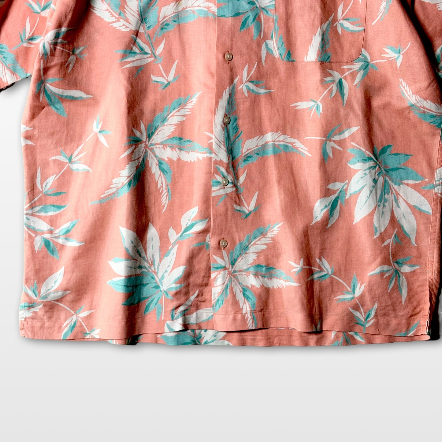 Pink Botanical Open-Collar Shirt – L Linen Cotton Blend　Ralph