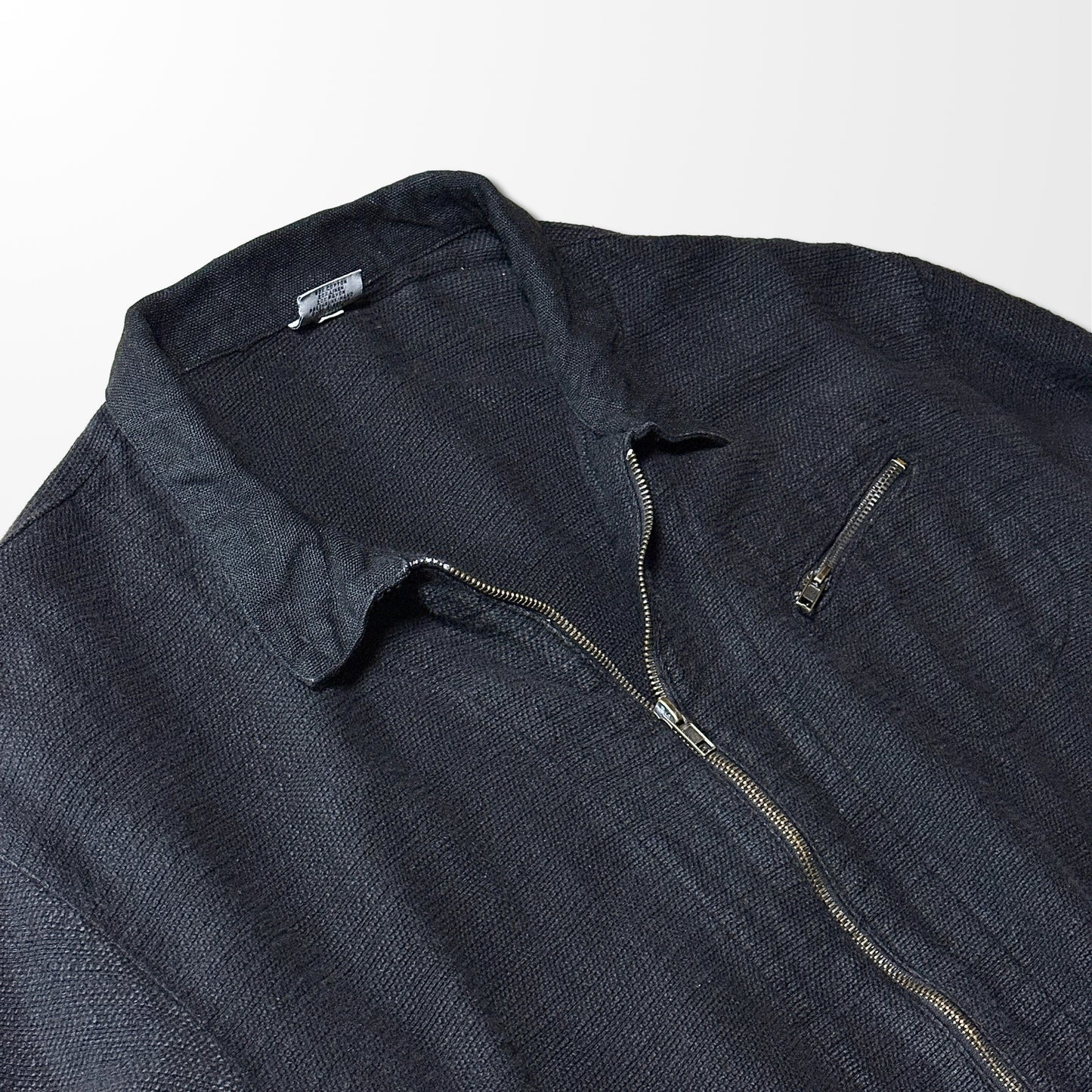 Cotton Linen Rayon Zip Jacket Black – L-CP Shades-