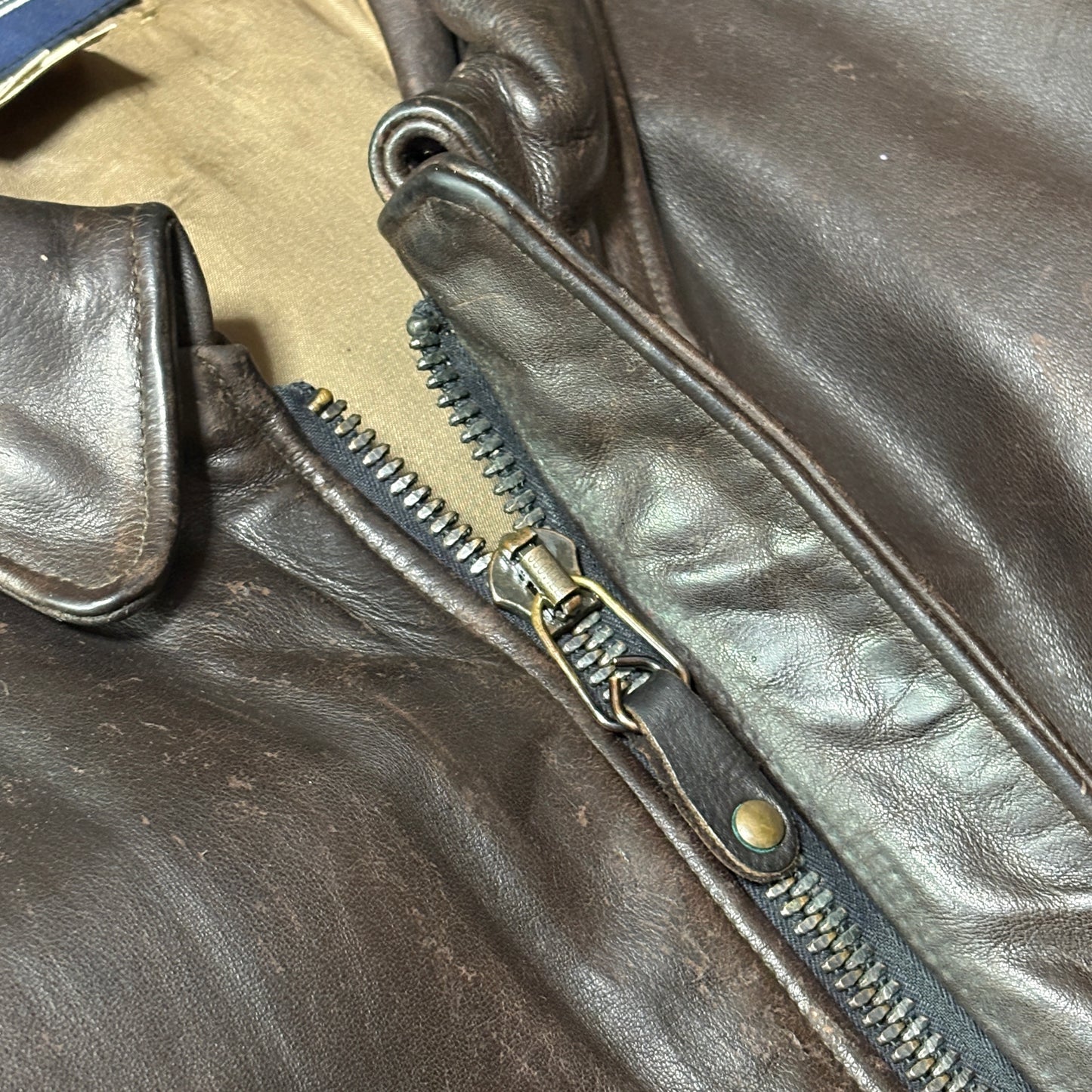 Lands’ End USA Leather Flight Jacket – Brown, XL