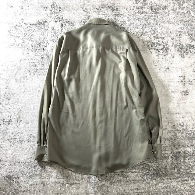Yves Saint Laurent Olive Sheen Long Sleeve Shirt – L