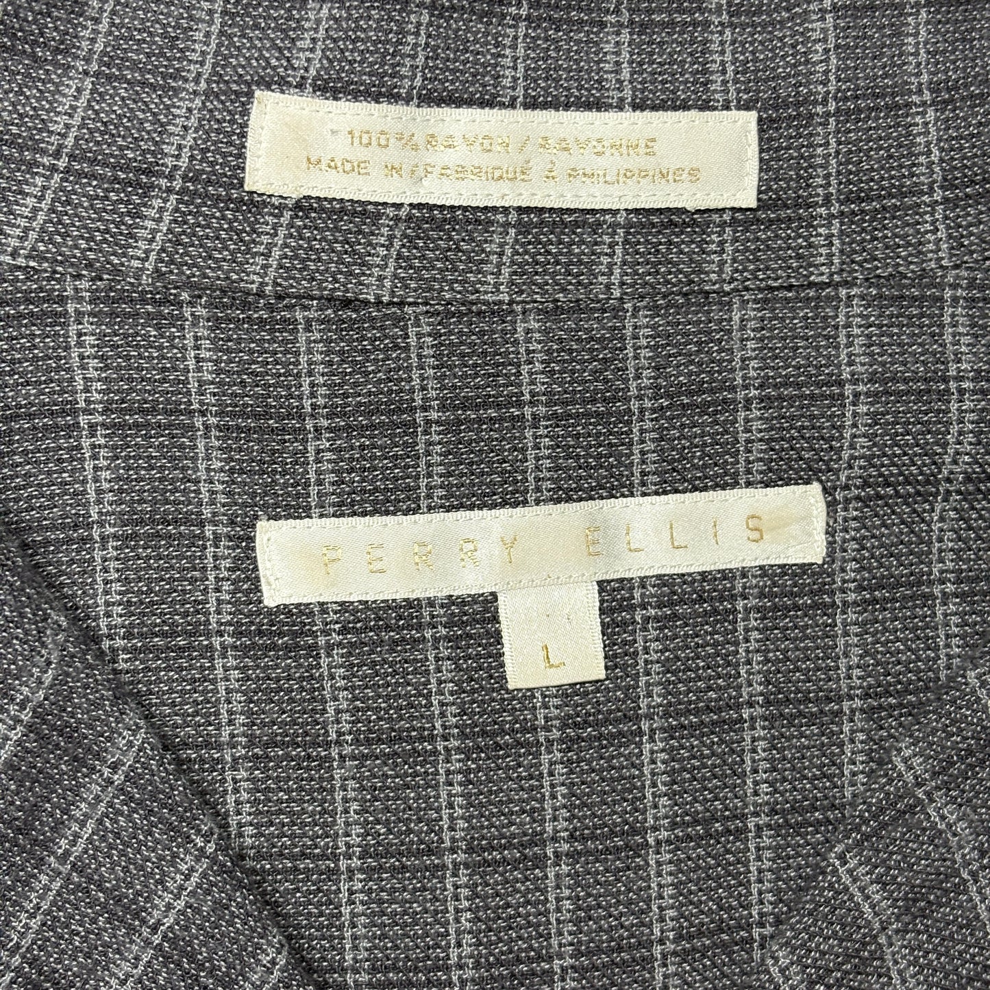 Perry Ellis Rayon Rayon　100％ Check Shirt　Open　