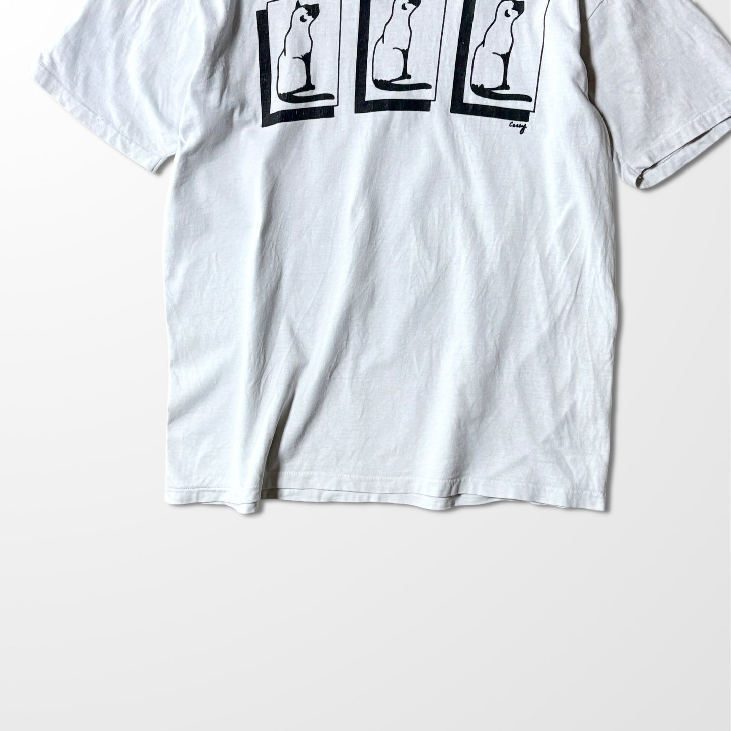 White Cat Print T-Shirt Hanes Beefy-T  – XL