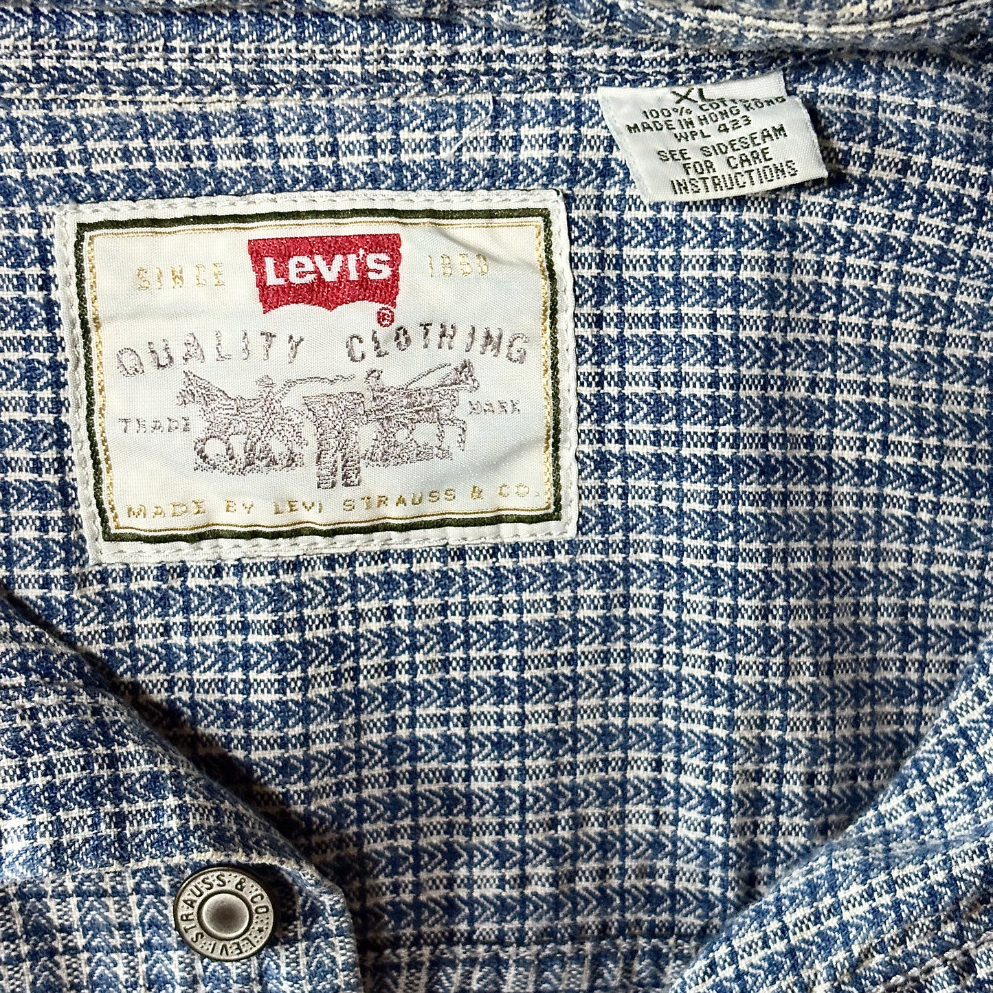 Blue Mini Check  Cotton Blue Mini Check Shirt – XL