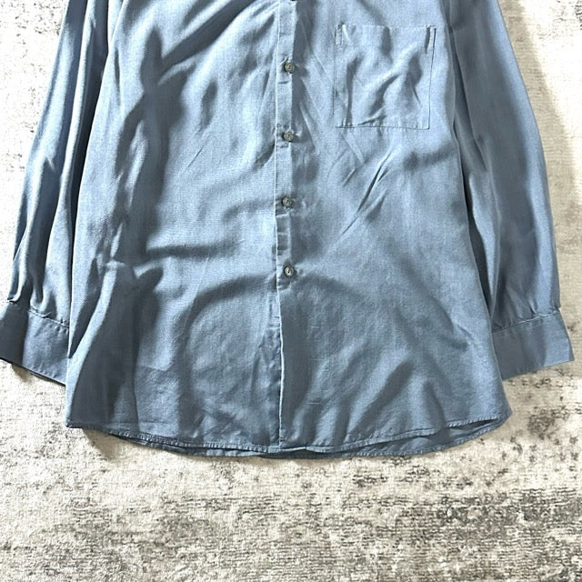 Light Blue Silk Shirt Smooth Texture – L