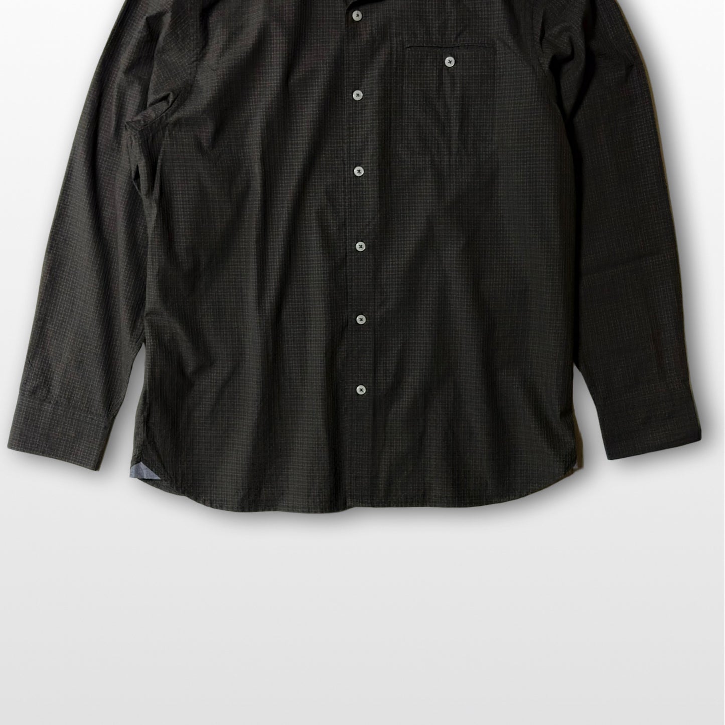 Silk Check Shirt Brown × Black L – Relaxed Urban Elegance