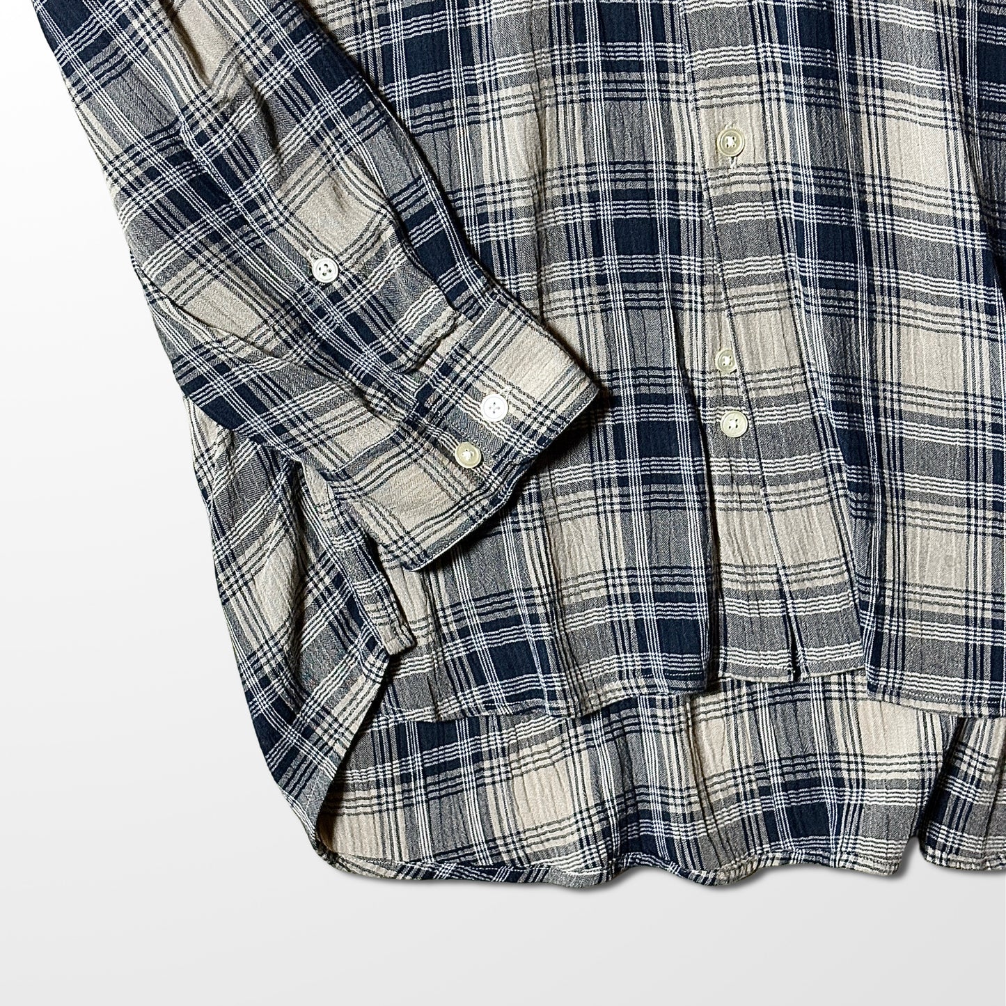 Perry Ellis 100% Rayon Check Shirt – Black Beige, XL