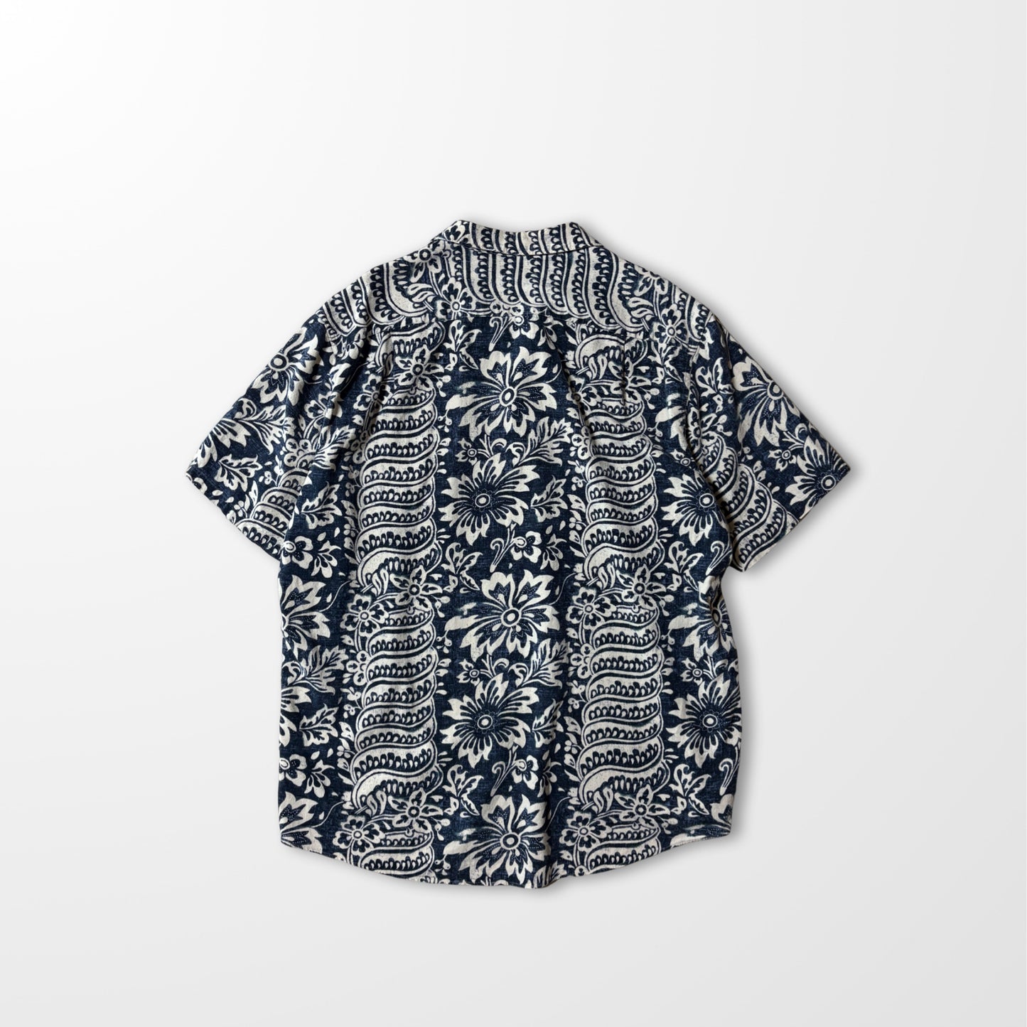 Polo Ralph Lauren Linen Cotton Aloha Shirt XL Navy Floral Pattern