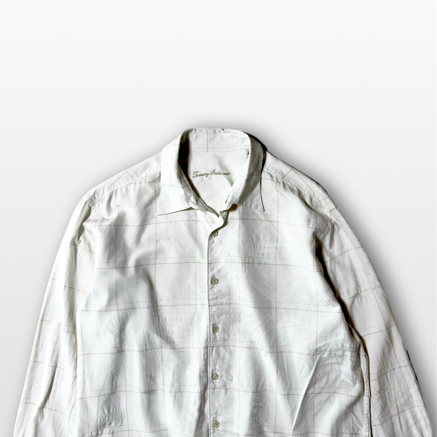 Silk Check Shirt Ivory L – Modern Relaxed Vintage