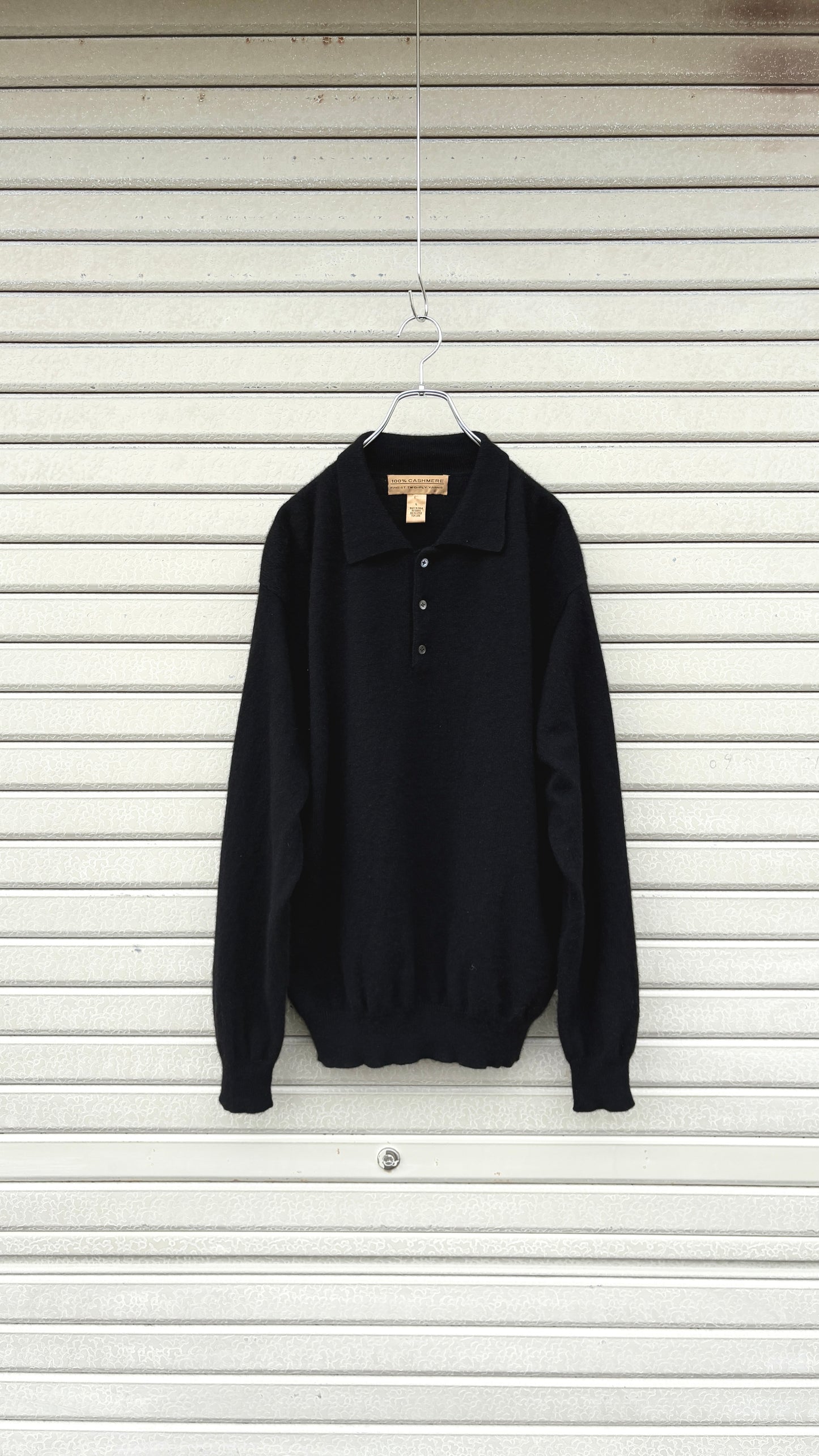 2Ply　Cashmere 100% Knit Polo Sweater Black – L