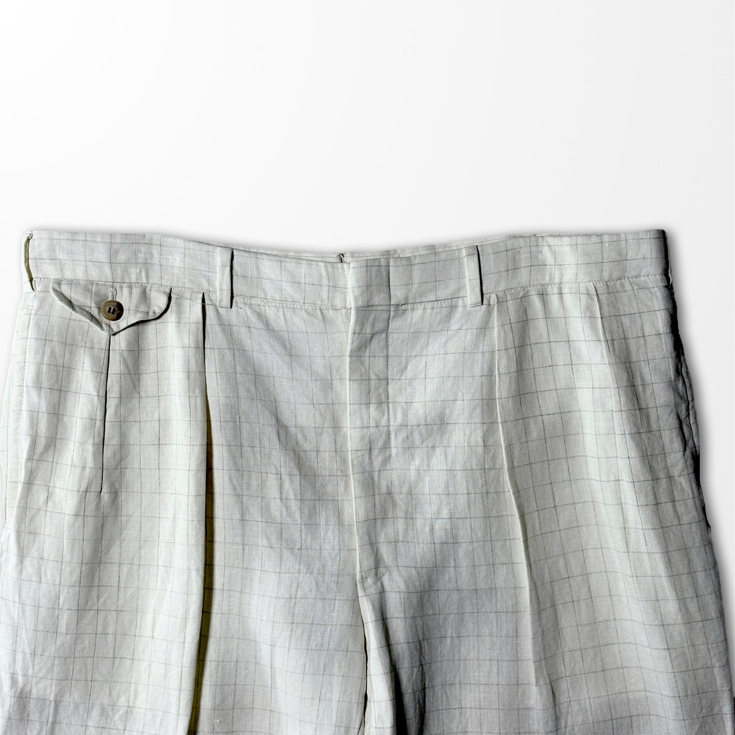Polo Ralph Lauren Ivory Linen Check Wide Trousers – Effortless Summer Elegance