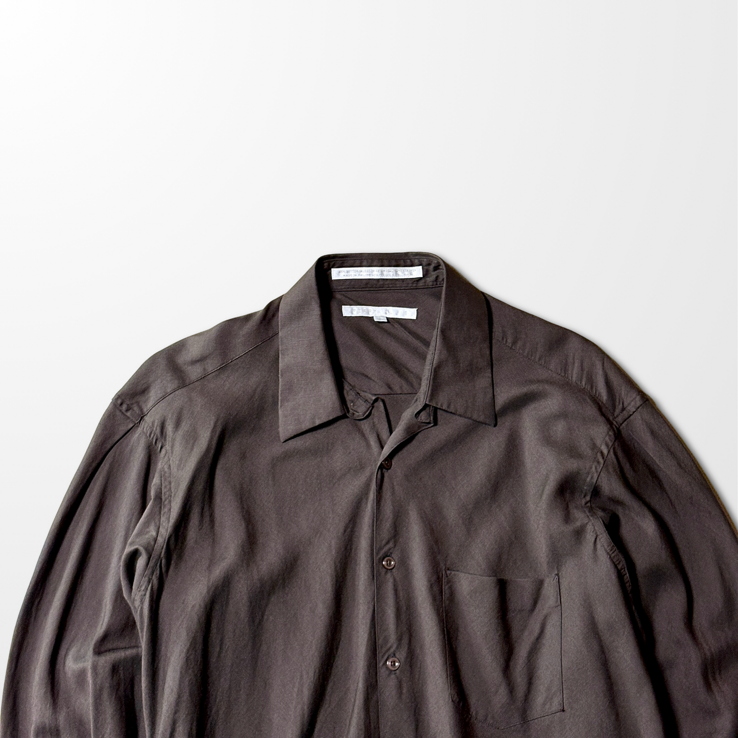 PERRY ELLIS Cotton Rayon Blend Shirt – Dark Brown – L