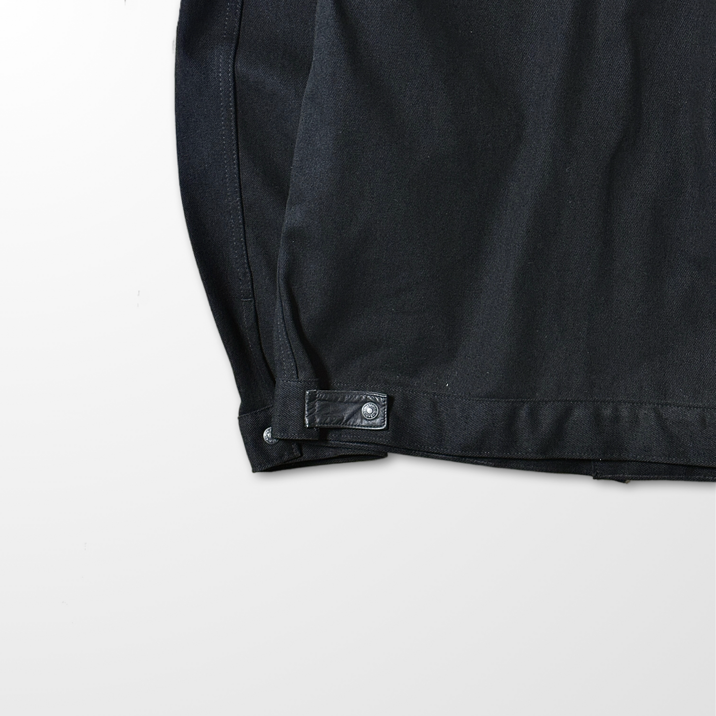 Denim × Leather Trucker Jacket – Black – L