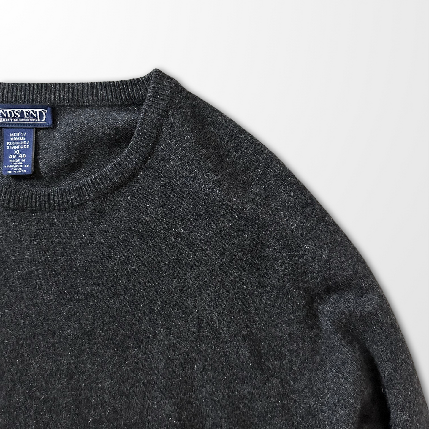 Lands’ End Cashmere Crewneck Knit Sweater – Charcoal Gray / XL