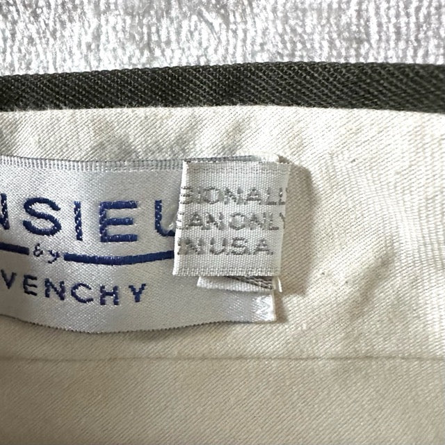 Givenchy 3 Tuck Wool Slacks Olive Wide Fit – 36