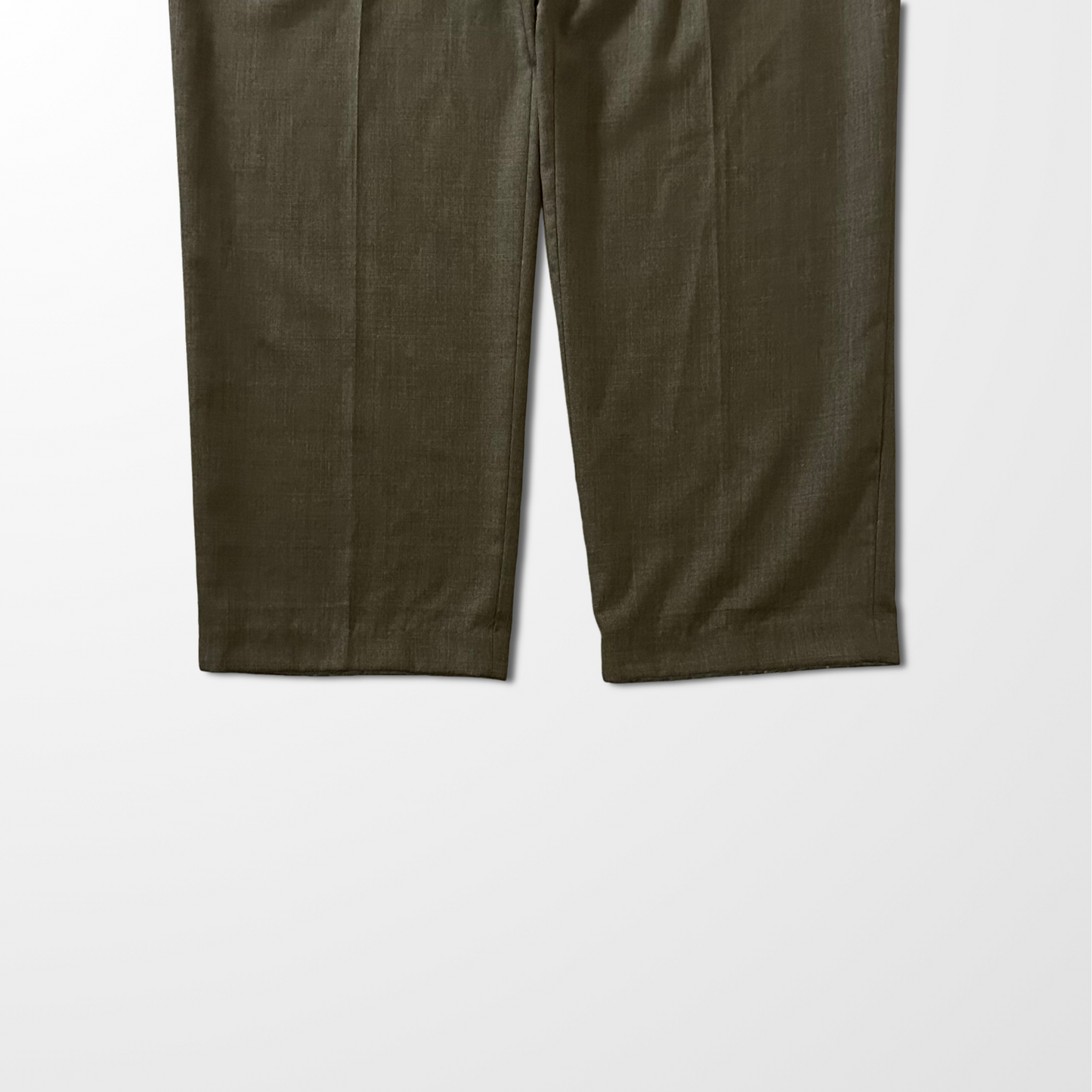 Wool Blend Two Pleated Trousers – Olive – W34