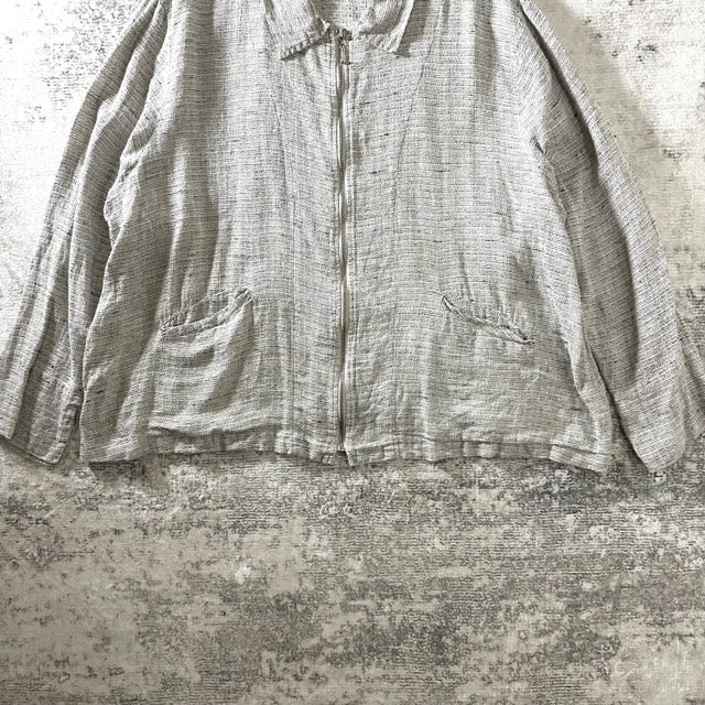 FLAX 100% Linen Gray Zip Jacket – XL