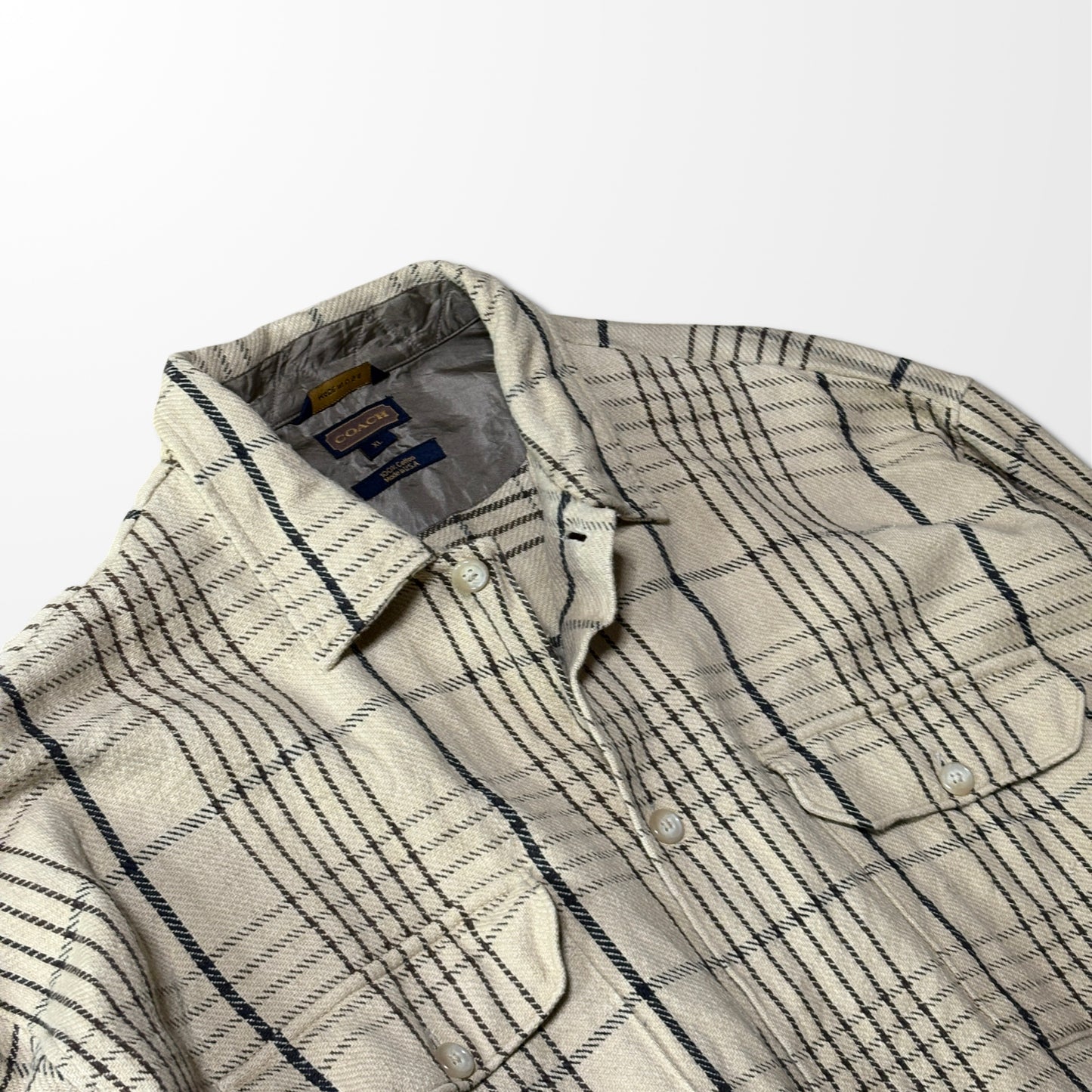 Coach USA Cotton Check Work Shirt in Beige – XL