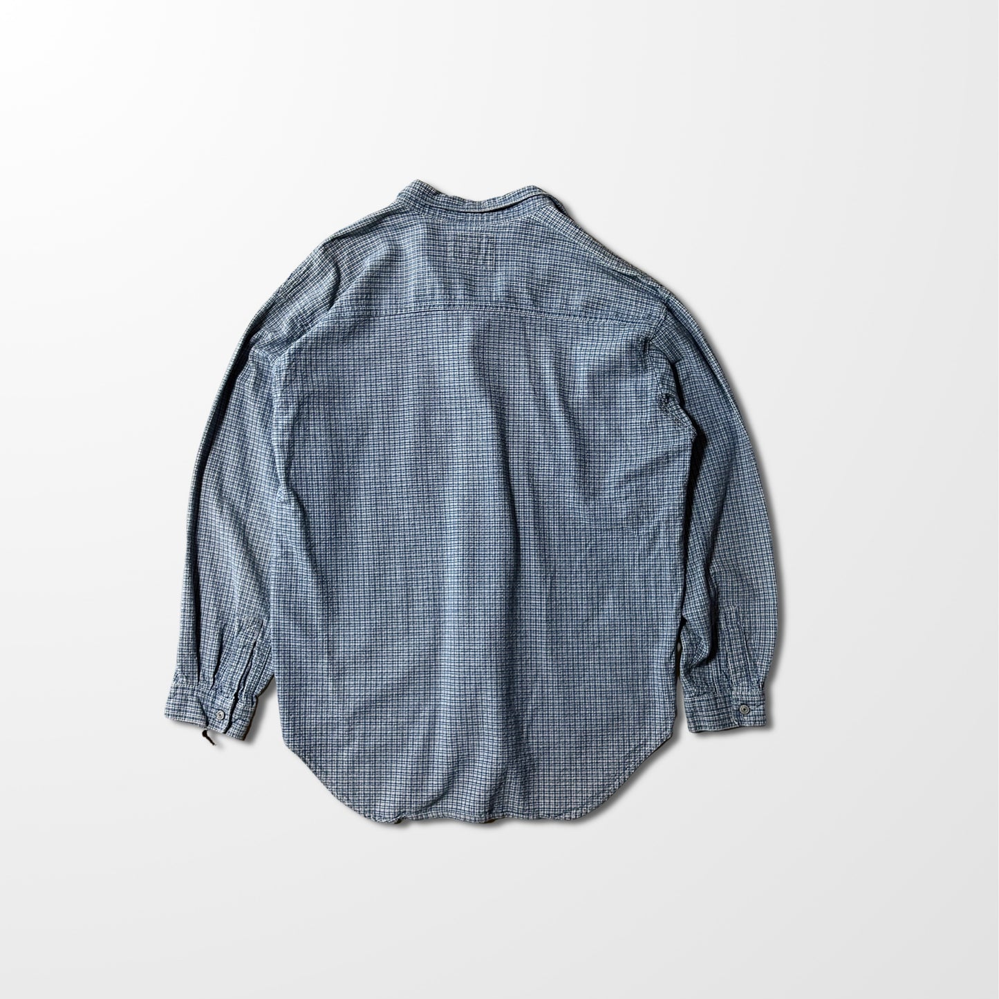 Blue Mini Check  Cotton Blue Mini Check Shirt – XL