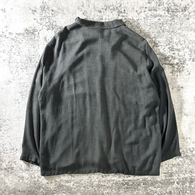 Rayon Herringbone Shirt Jacket Charcoal – L - CP SHADES