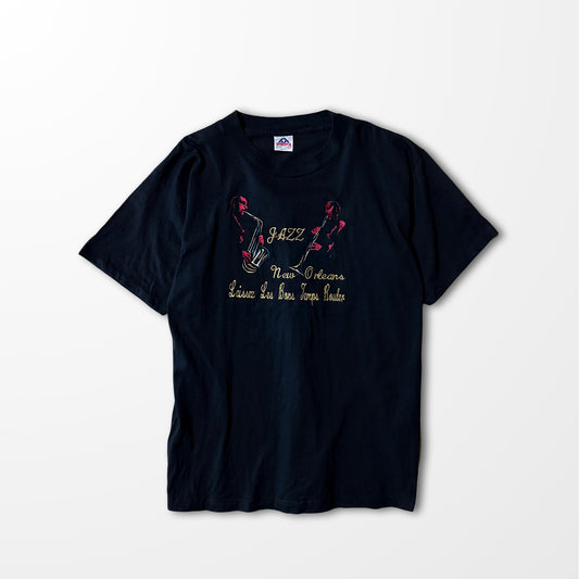 Jazz Silhouette T-shirt / New Orleans quote / faded black