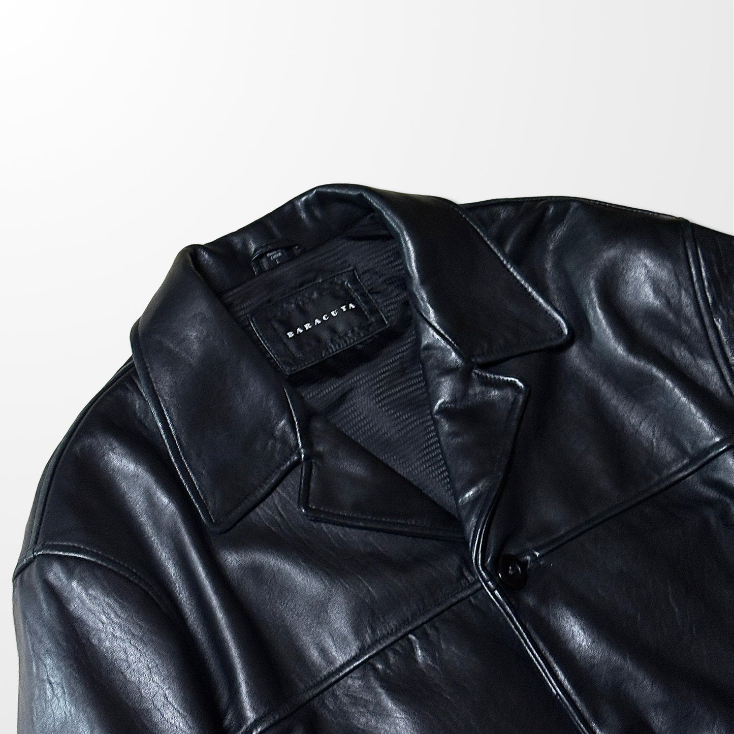 Baracuta Lambskin Leather Car Coat Black – L