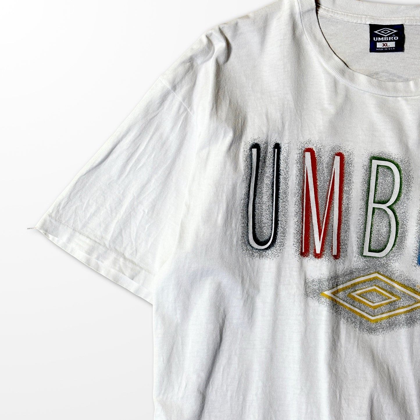 UMBRO vintage logo T-shirt / multi color embroidery / Made in USA / single stitch