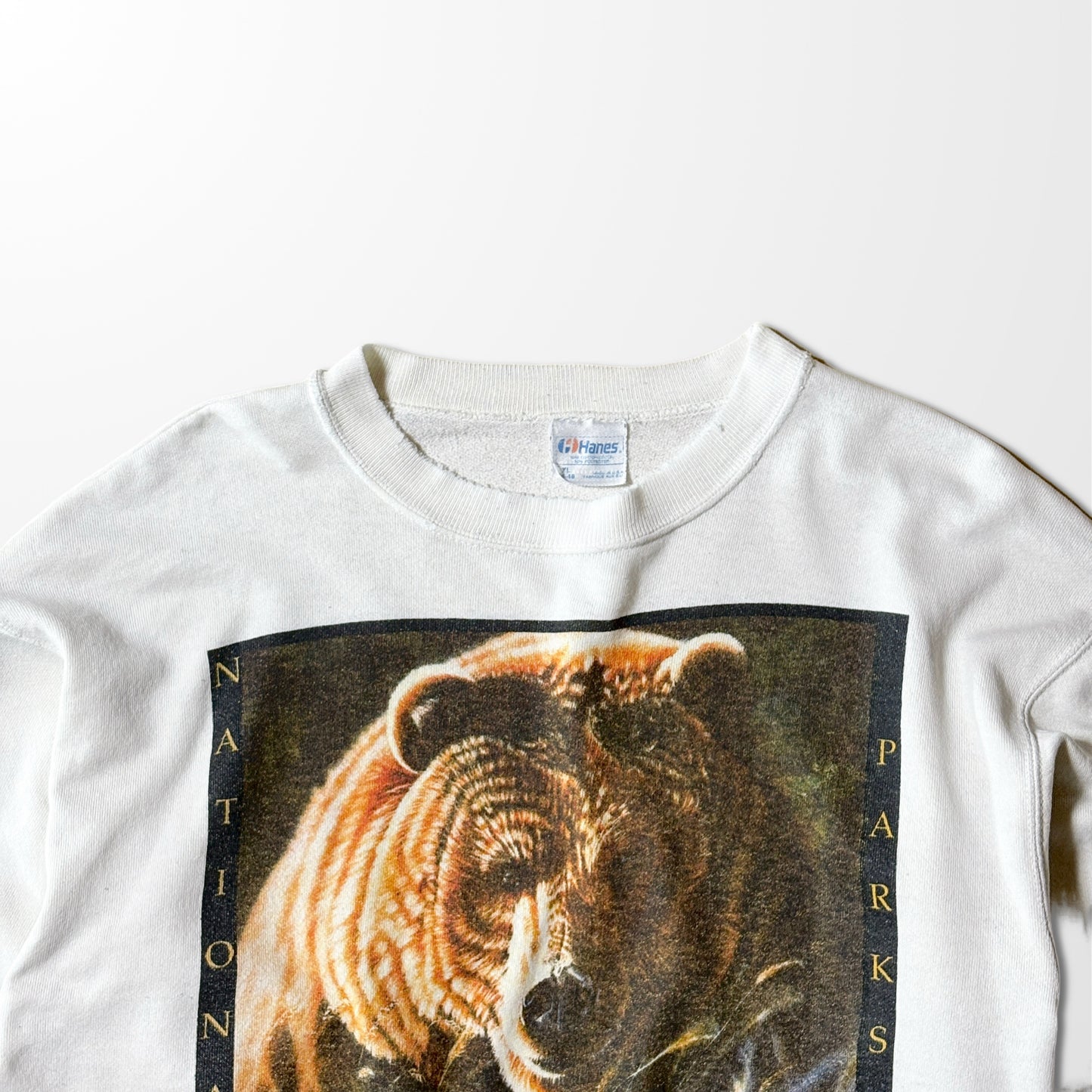 Grizzly Bear Graphic Sweatshirt – National Parks Print White