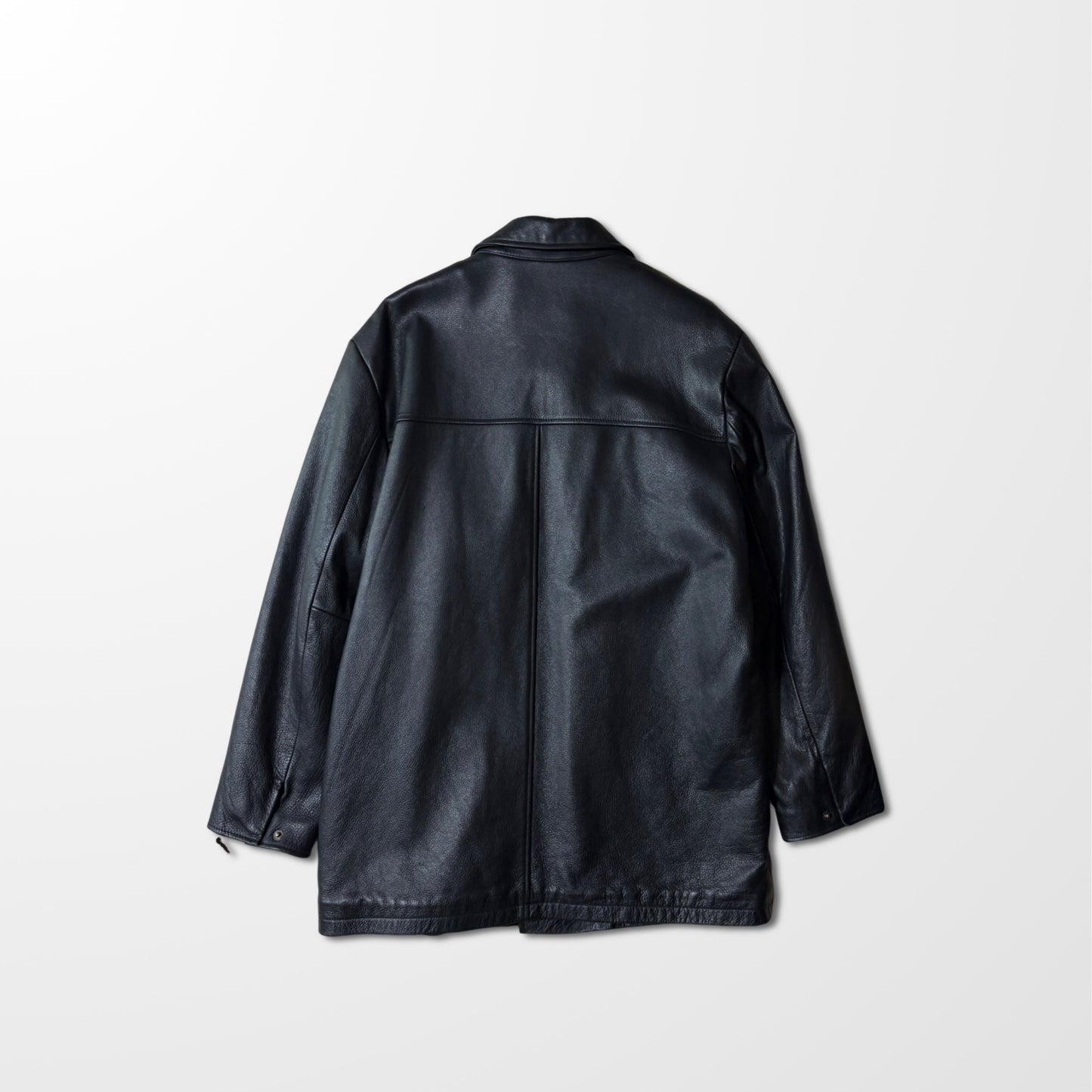 Brooks Sports Black Leather Car Coat – L