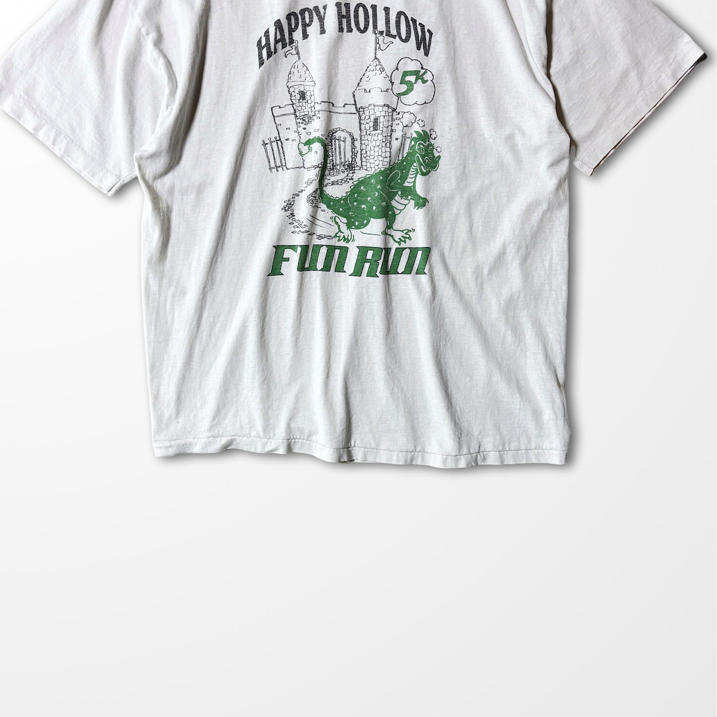 Faded Print T-shirt / Happy Hollow Fun Run / dragon graphic / Made in USA