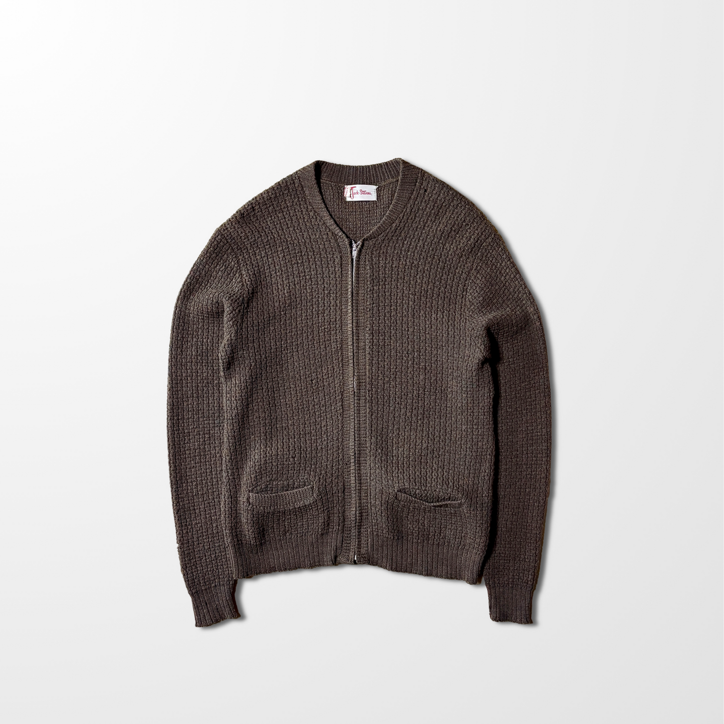 Zip Cardigan – Brown Heather Knit　 Wool