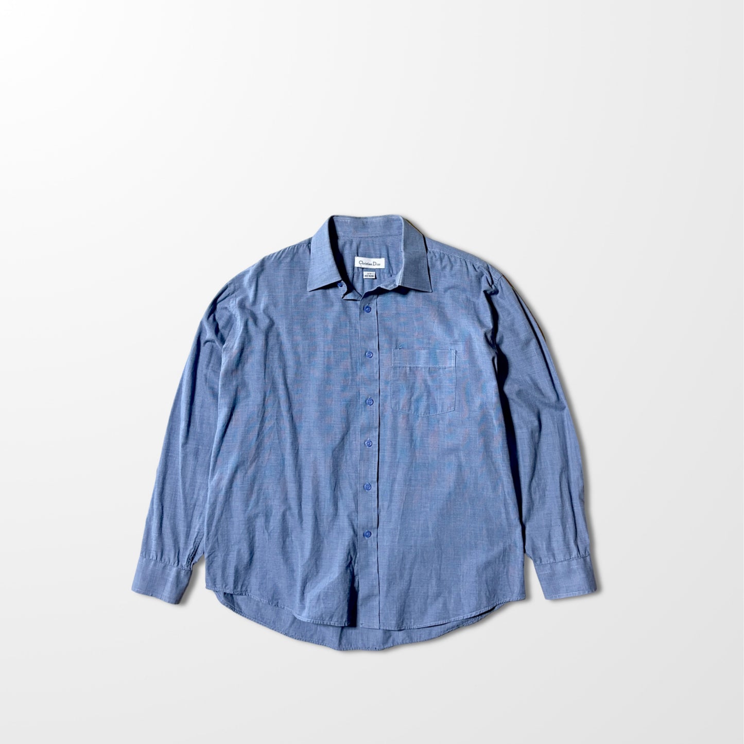 Vintage Dior Blue Check Shirt – Subtle Elegance in Texture