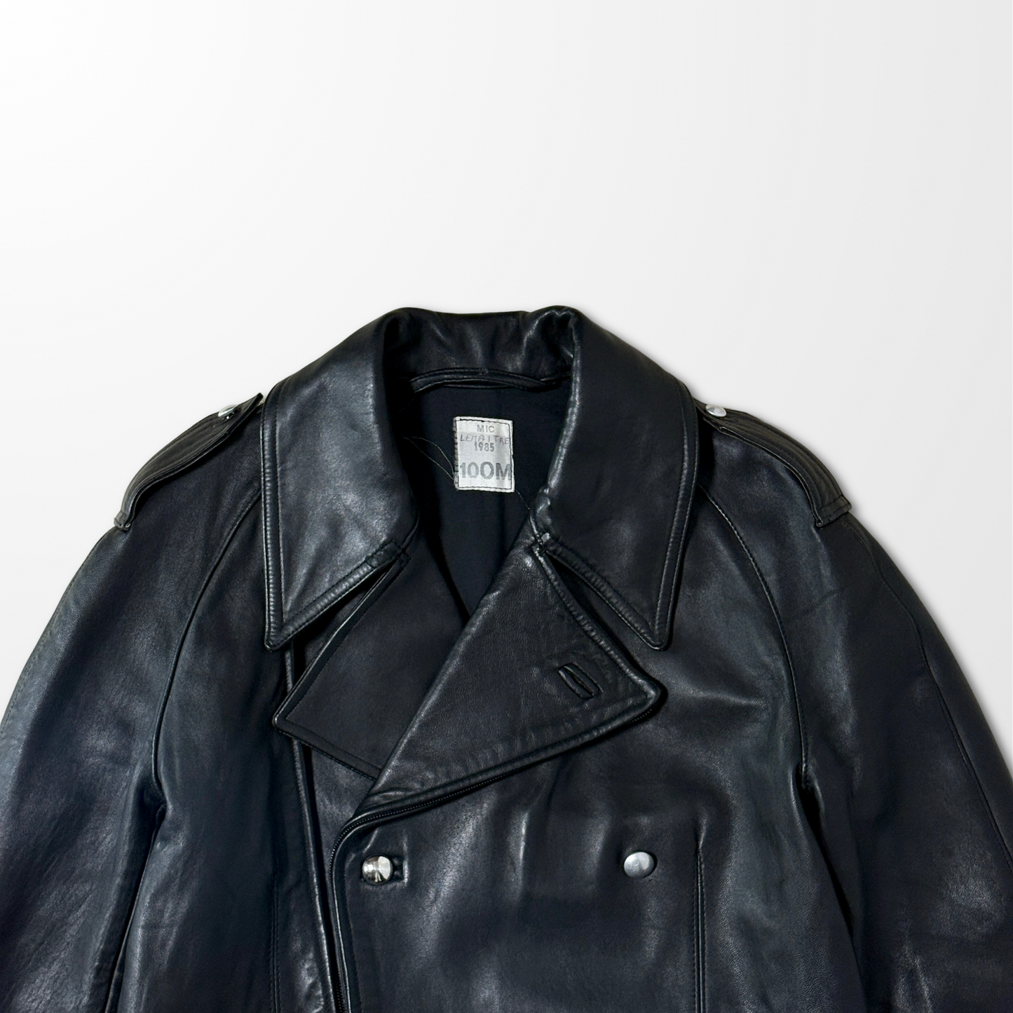 French Military Motorcycle Leather Coat – 1985 / 100M