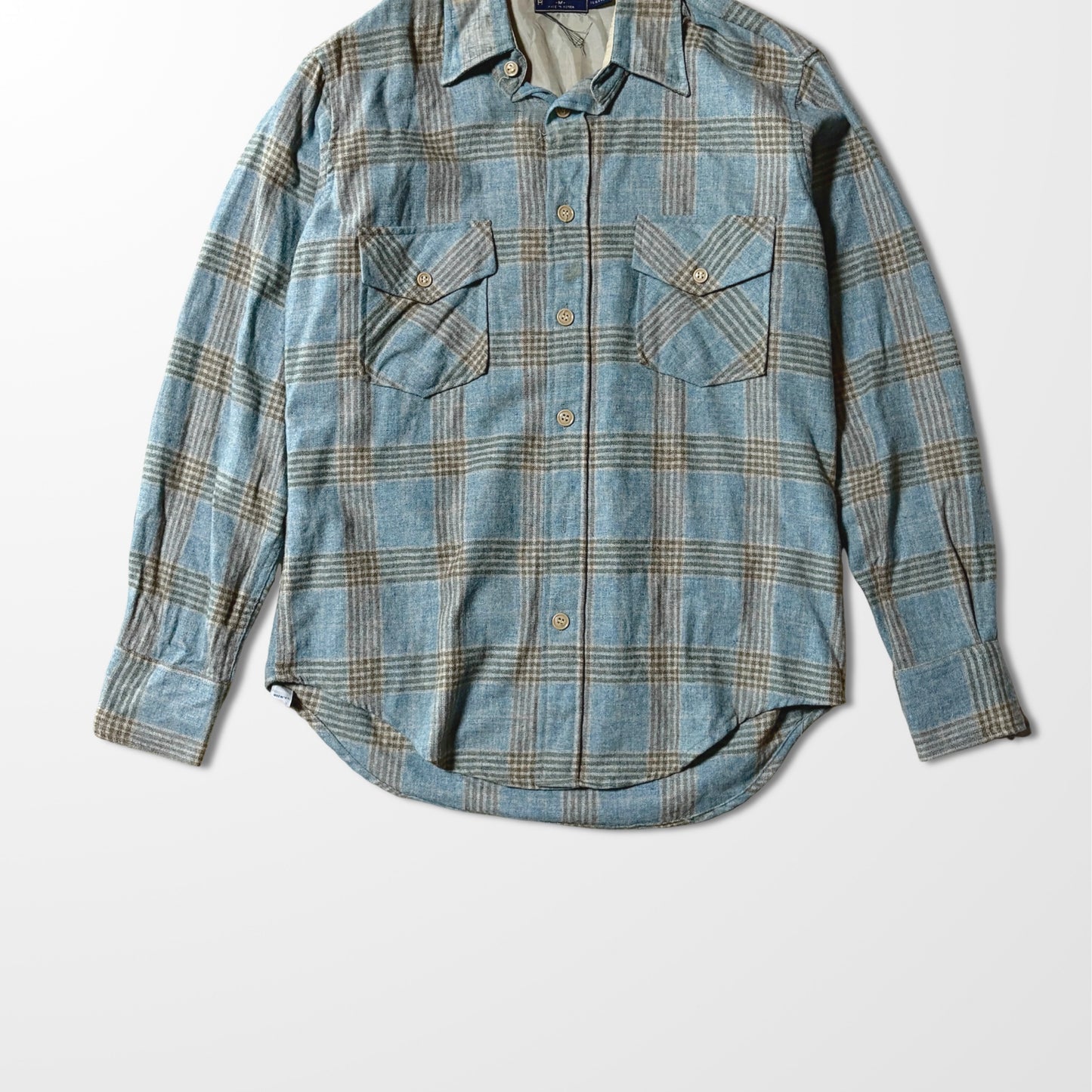 80s Van Heusen Wool Blend Plaid Shirt – M / Made in Korea