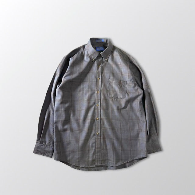 Pendleton Gray Wool Check Shirt Subtle Pattern – L