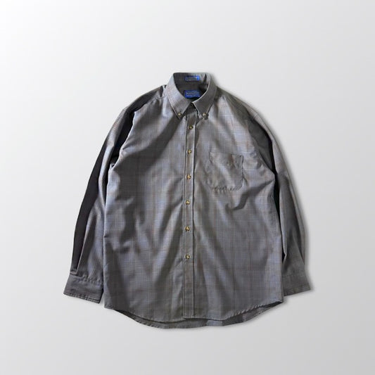 Pendleton Gray Wool Check Shirt Subtle Pattern – L