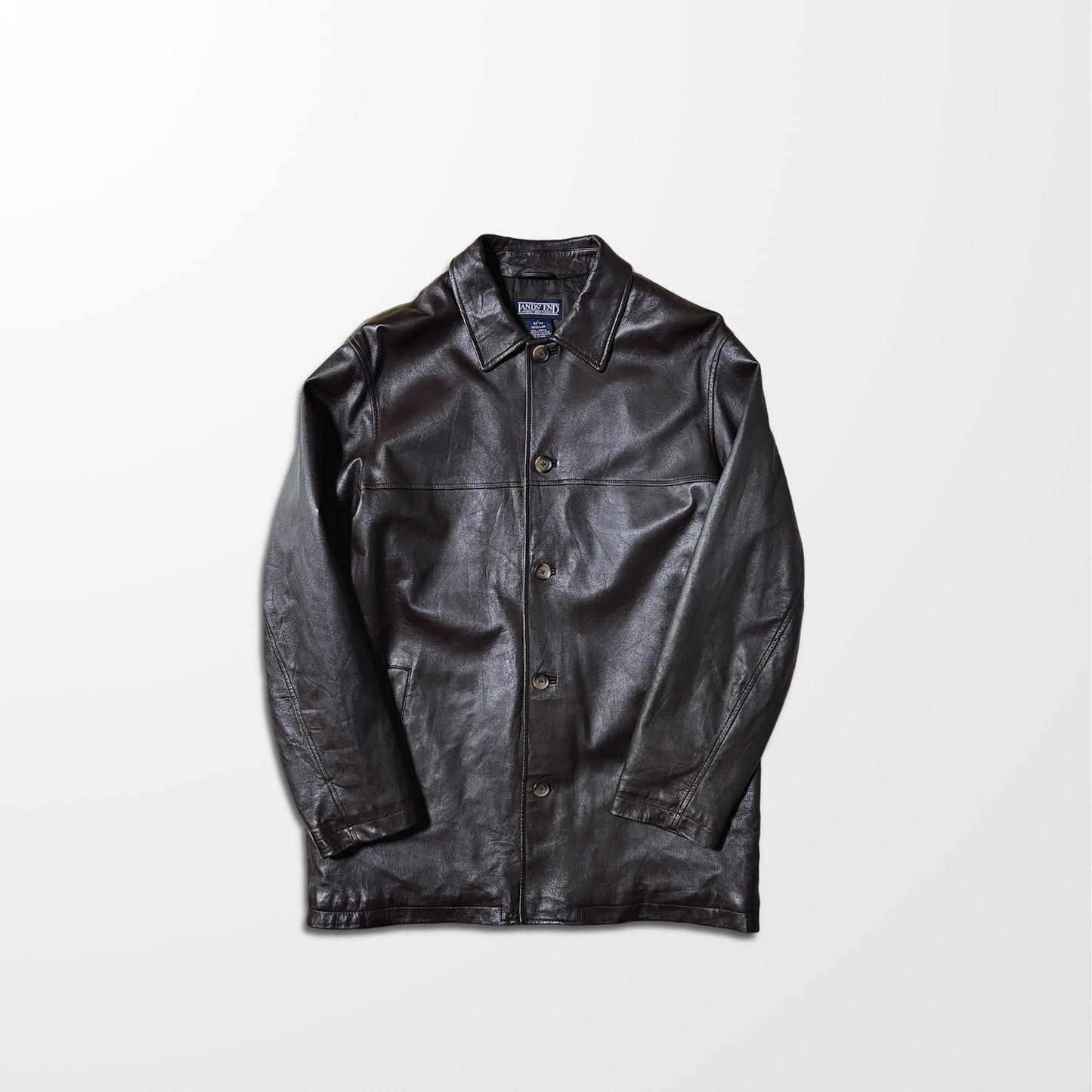 Lands' End Lambskin Leather Car Coat – L / Brown